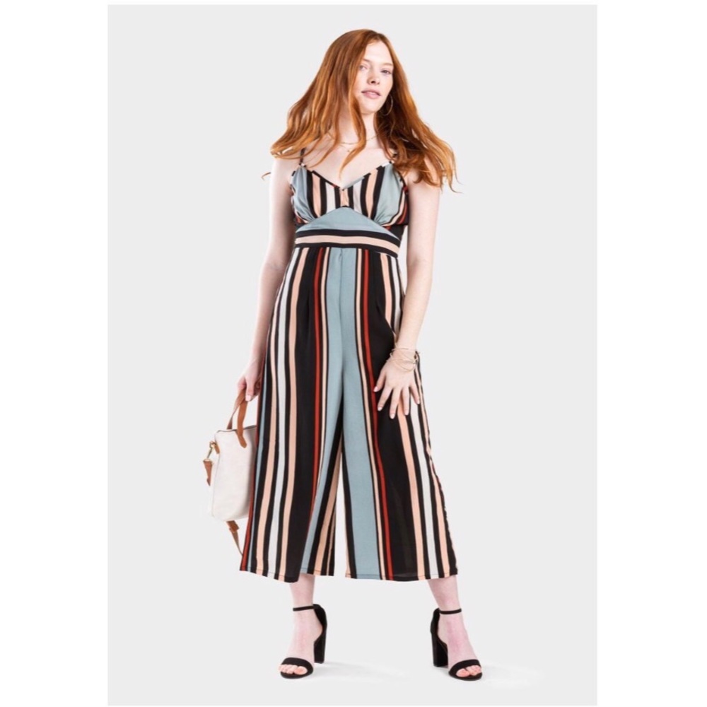 NWT Striped Culotte Jumpsuit